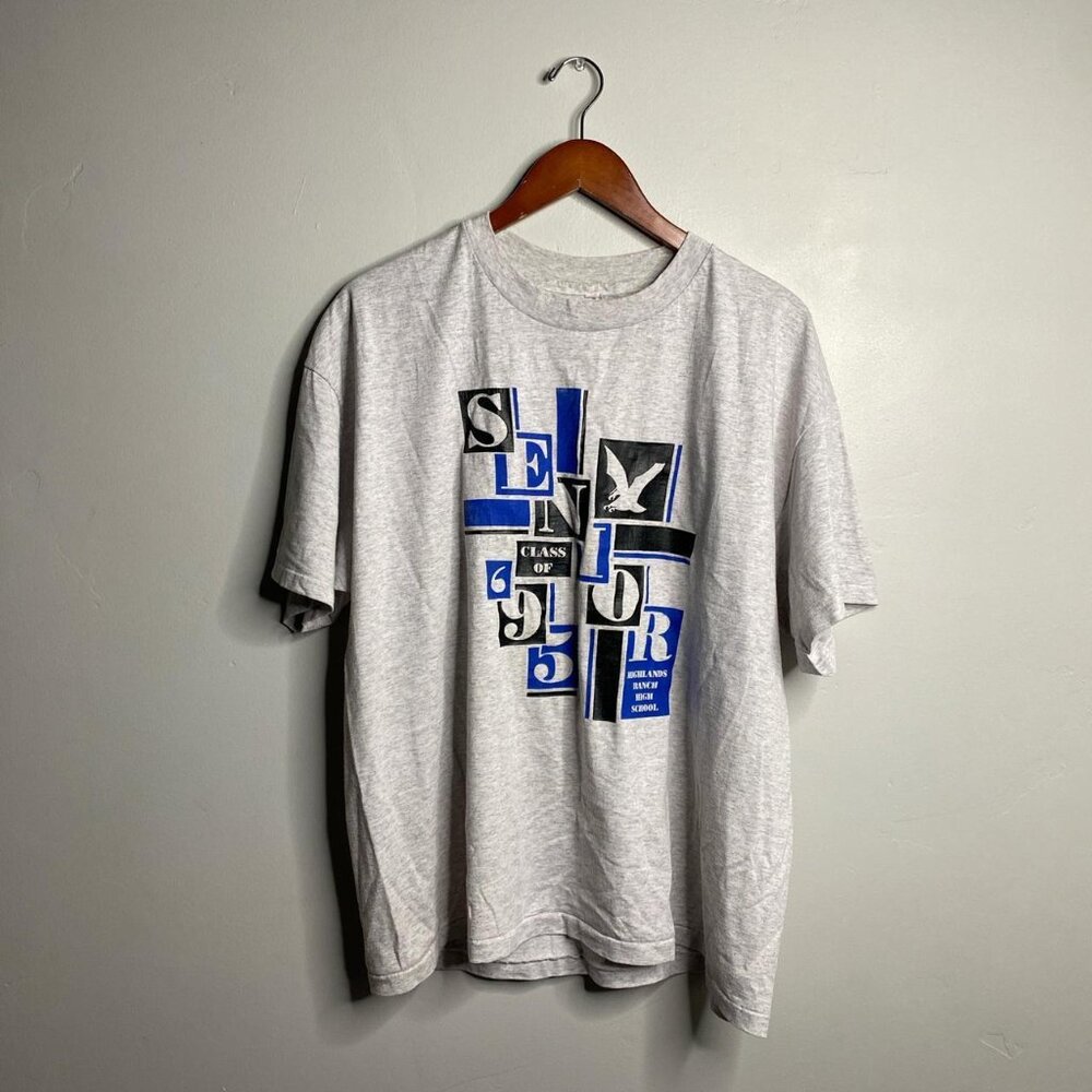 90s vintage gray, black and blue single stitch, senior T-shirt no tag